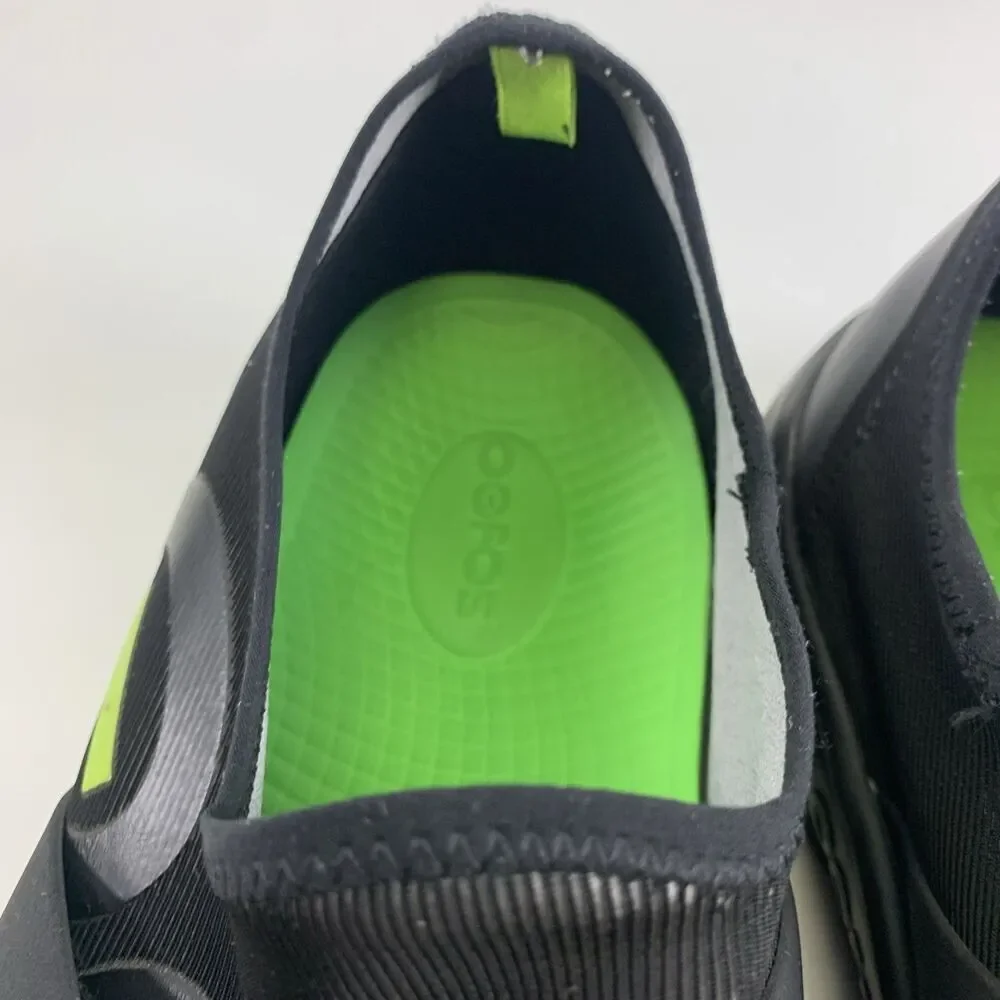 OOFOS OOmg Fibre Low Black Slip On Fabric Stretch Comfort Sneaker Active Mens 10